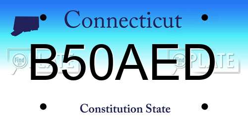 B50AED Connecticut License Plate