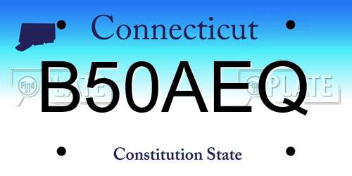 B50AEQ Connecticut License Plate