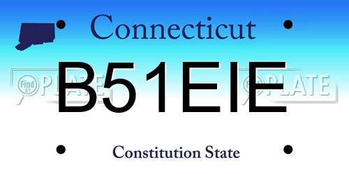 B51EIE Connecticut License Plate