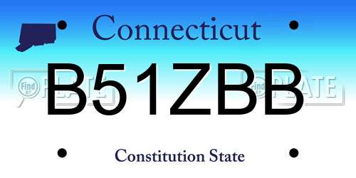 B51ZBB Connecticut License Plate