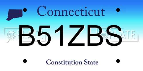 B51ZBS Connecticut License Plate