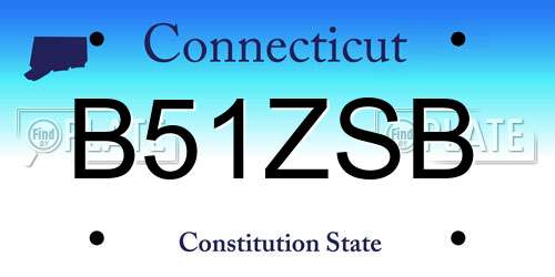 B51ZSB Connecticut License Plate