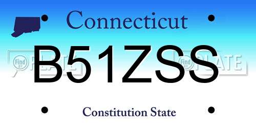B51ZSS Connecticut License Plate