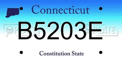 B5203E Connecticut License Plate