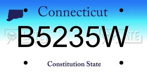 B5235W Connecticut License Plate