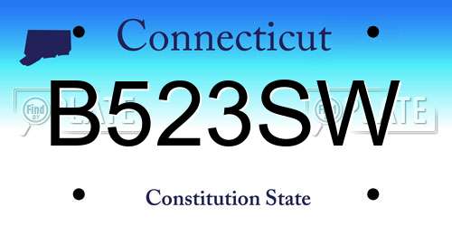 B523SW Connecticut License Plate