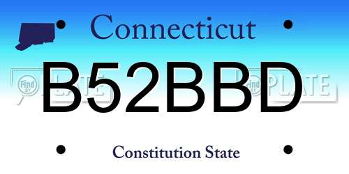B52BBD Connecticut License Plate