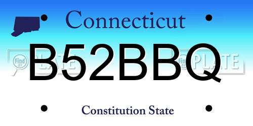B52BBQ Connecticut License Plate