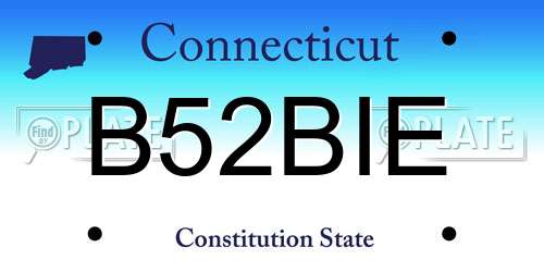 B52BIE Connecticut License Plate
