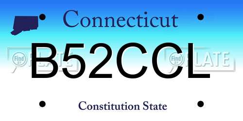 B52CCL Connecticut License Plate