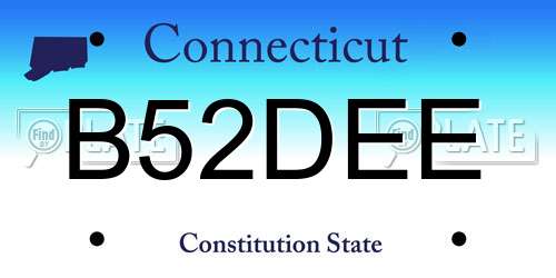 B52DEE Connecticut License Plate