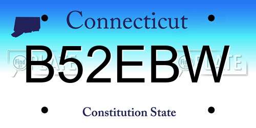 B52EBW Connecticut License Plate