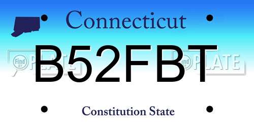 B52FBT Connecticut License Plate