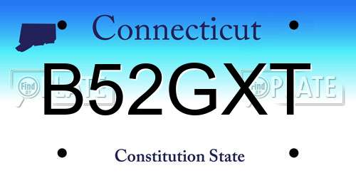 B52GXT Connecticut License Plate