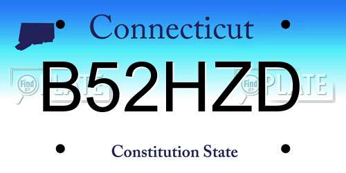 B52HZD Connecticut License Plate