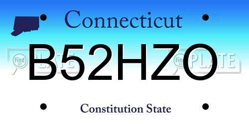 B52HZO Connecticut License Plate