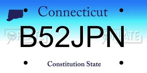 B52JPN Connecticut License Plate