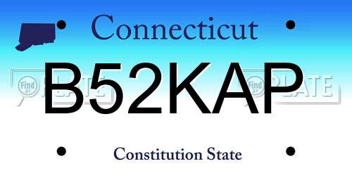 B52KAP Connecticut License Plate