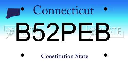 B52PEB Connecticut License Plate