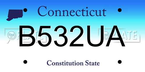 B532UA Connecticut License Plate