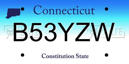 B53YZW Connecticut License Plate