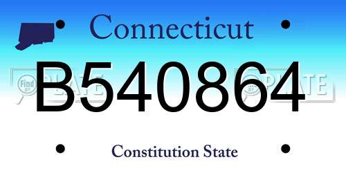 B540864 Connecticut License Plate