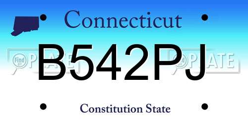 B542PJ Connecticut License Plate