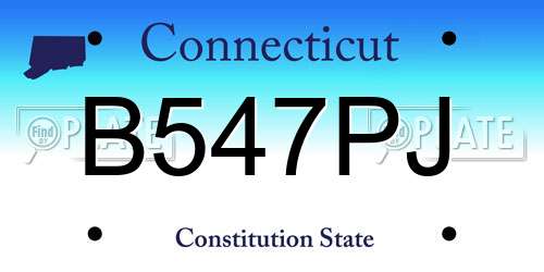 B547PJ Connecticut License Plate