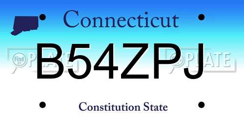 B54ZPJ Connecticut License Plate