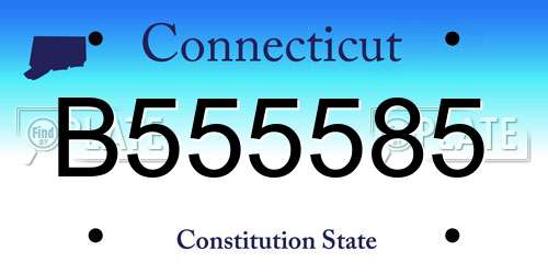 B555585 Connecticut License Plate