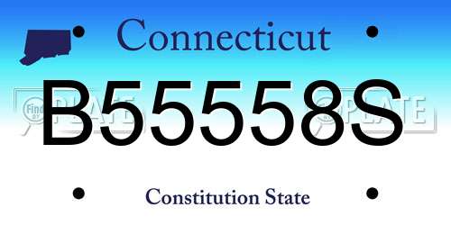 B55558S Connecticut License Plate