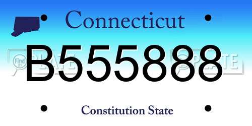 B555888 Connecticut License Plate