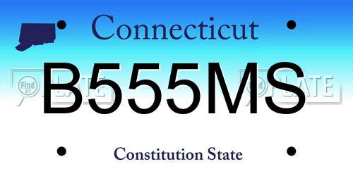 B555MS Connecticut License Plate