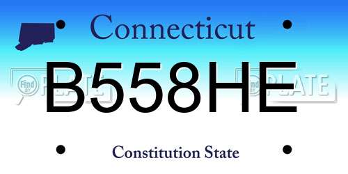 B558HE Connecticut License Plate