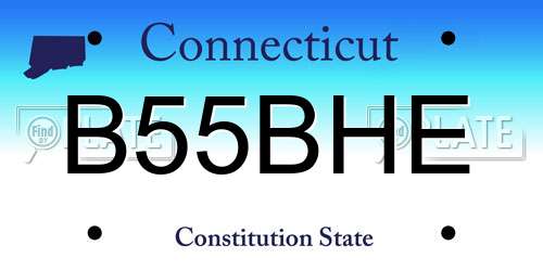 B55BHE Connecticut License Plate