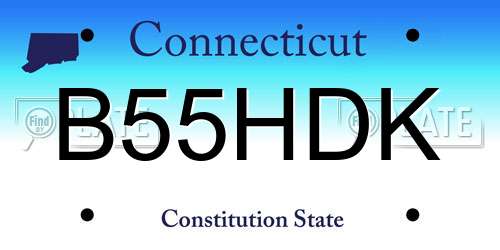 B55HDK Connecticut License Plate
