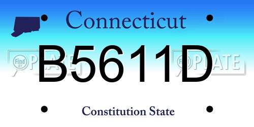 B5611D Connecticut License Plate