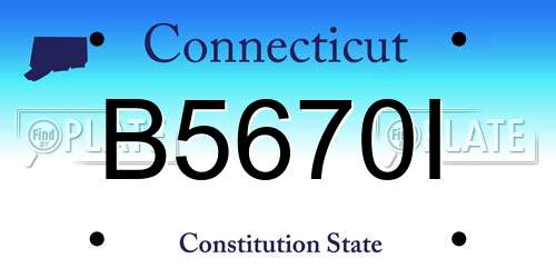 B5670I Connecticut License Plate