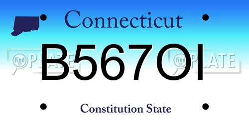 B567OI Connecticut License Plate