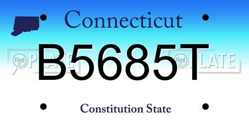 B5685T Connecticut License Plate