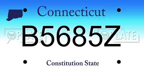 B5685Z Connecticut License Plate