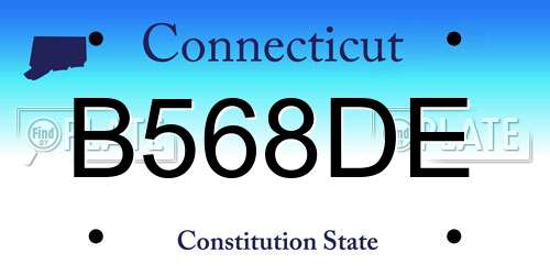 B568DE Connecticut License Plate