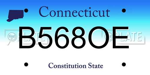 B568OE Connecticut License Plate