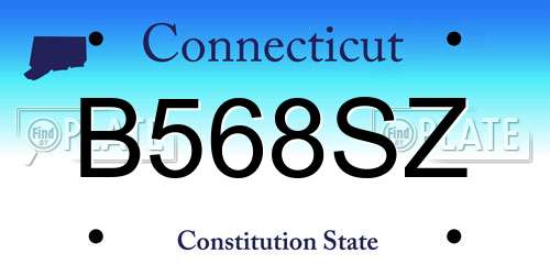 B568SZ Connecticut License Plate