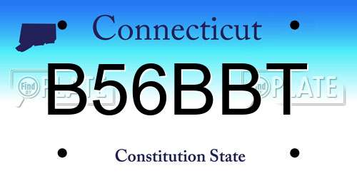 B56BBT Connecticut License Plate