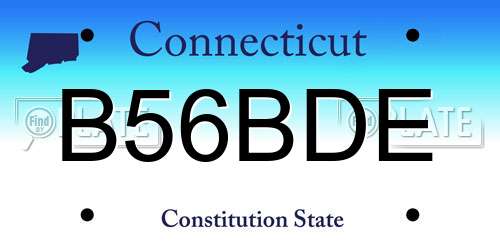 B56BDE Connecticut License Plate