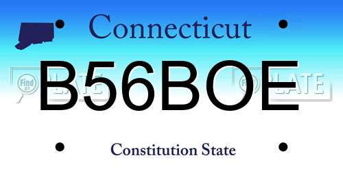 B56BOE Connecticut License Plate