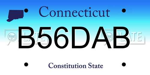 B56DAB Connecticut License Plate