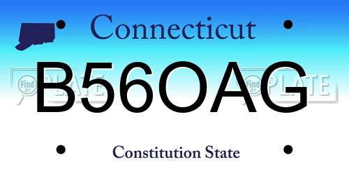 B56OAG Connecticut License Plate