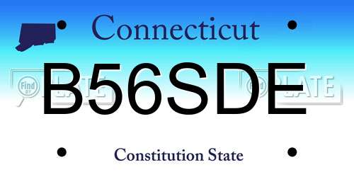 B56SDE Connecticut License Plate